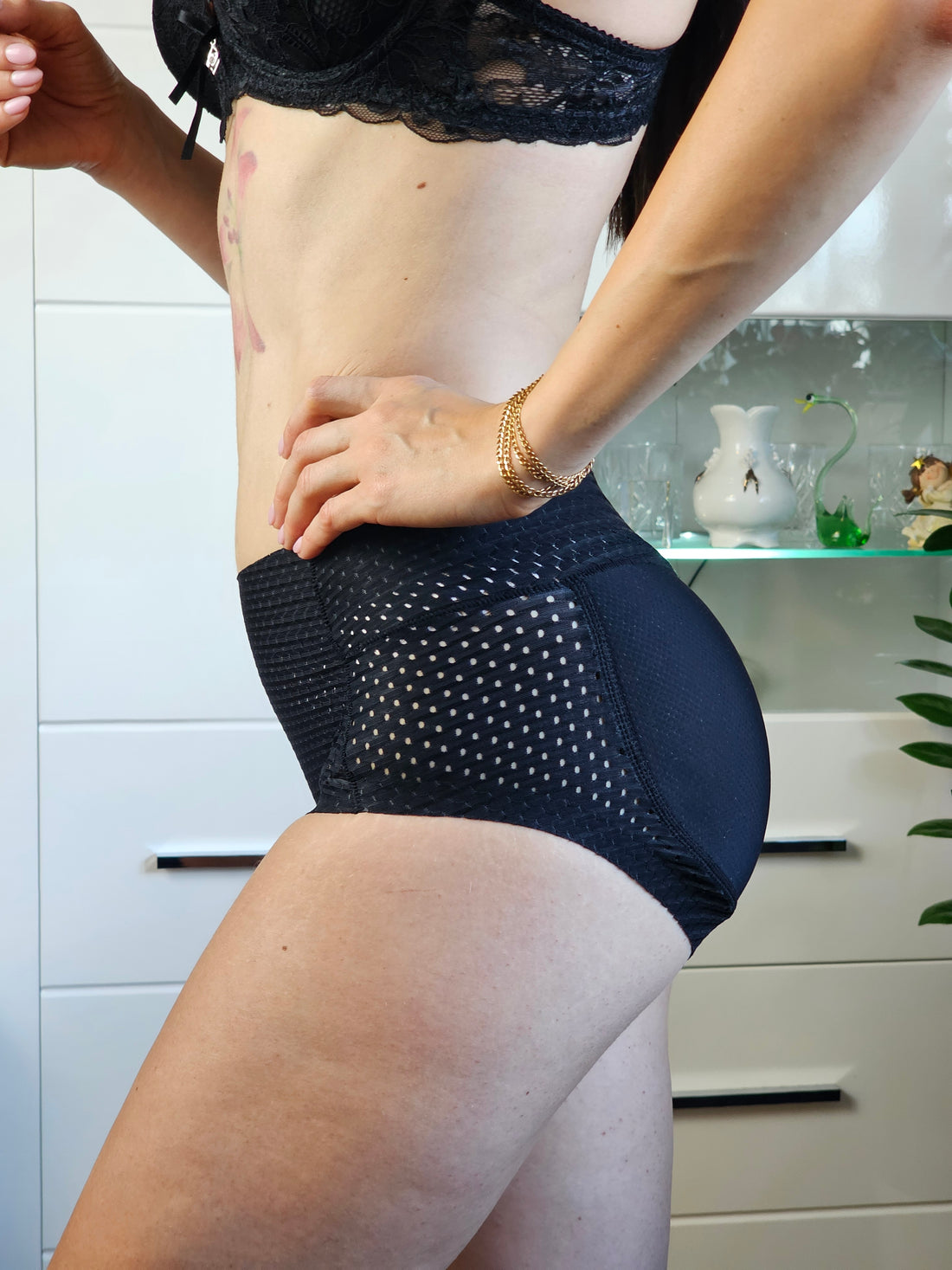 Push-up Slip mit Perforation, nahtlos (3106) Schwarz