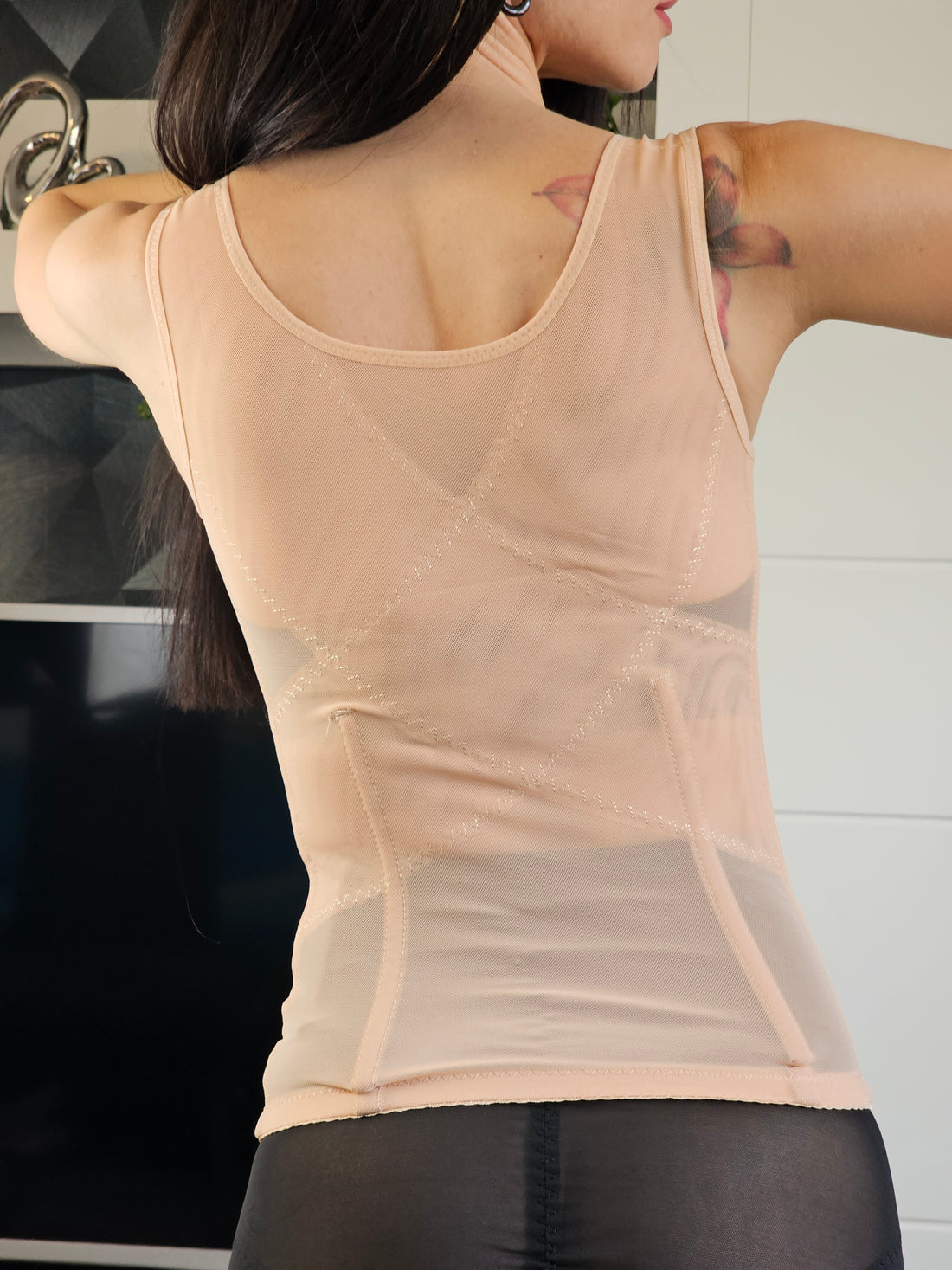 Kompressions-Halb-Mieder mit 6 Reihen Haken (5105-2) Beige